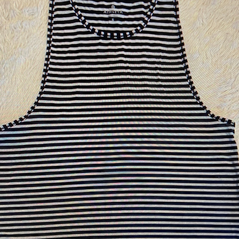 Athleta Black & White Striped Racerback Tank